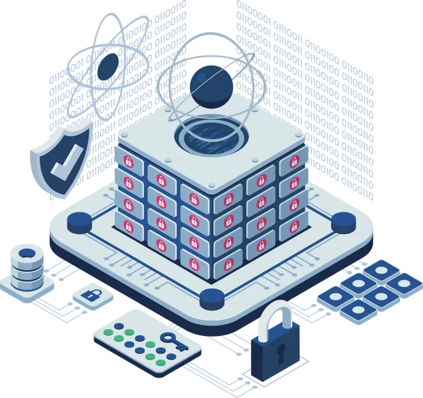 Digital security and blockchain technology illustration
