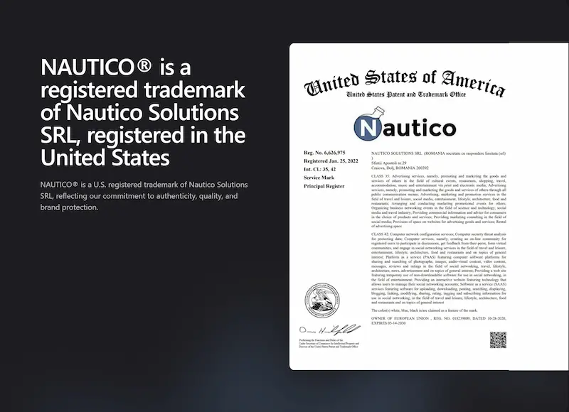 Nautico trademark certificate from United States Patent Office.