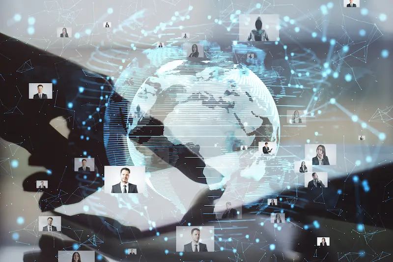 Digital globe with global business network connections